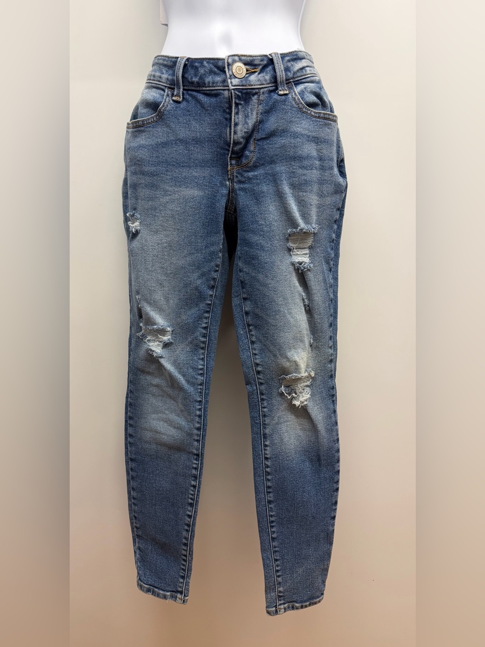 Maurices Medium Blue Distressed Skinny Jeans